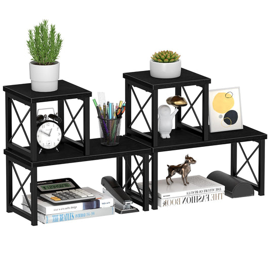 Honiter 2 Sets Desk Shelf, Desktop Organizer Shelf, Freestanding Small Bookshelf Desk Organizer, 2