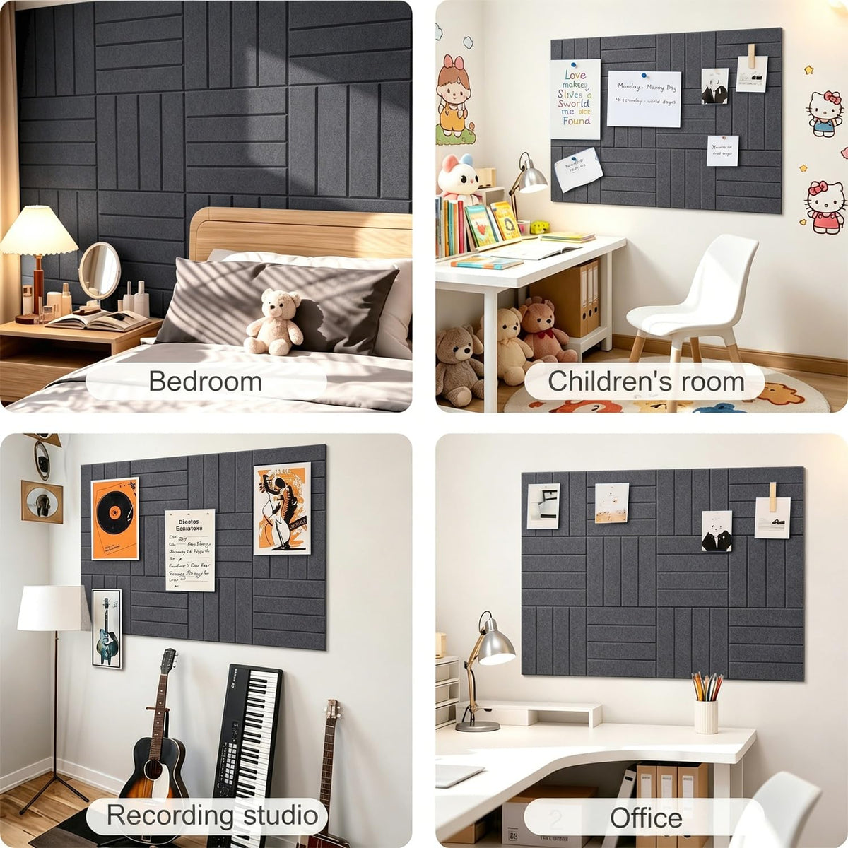 G Gamit 0.47" Thick Felt Wall Tiles 36"x24" Cork Board Alternative 6 Pack 11.81"x11.81"Felt