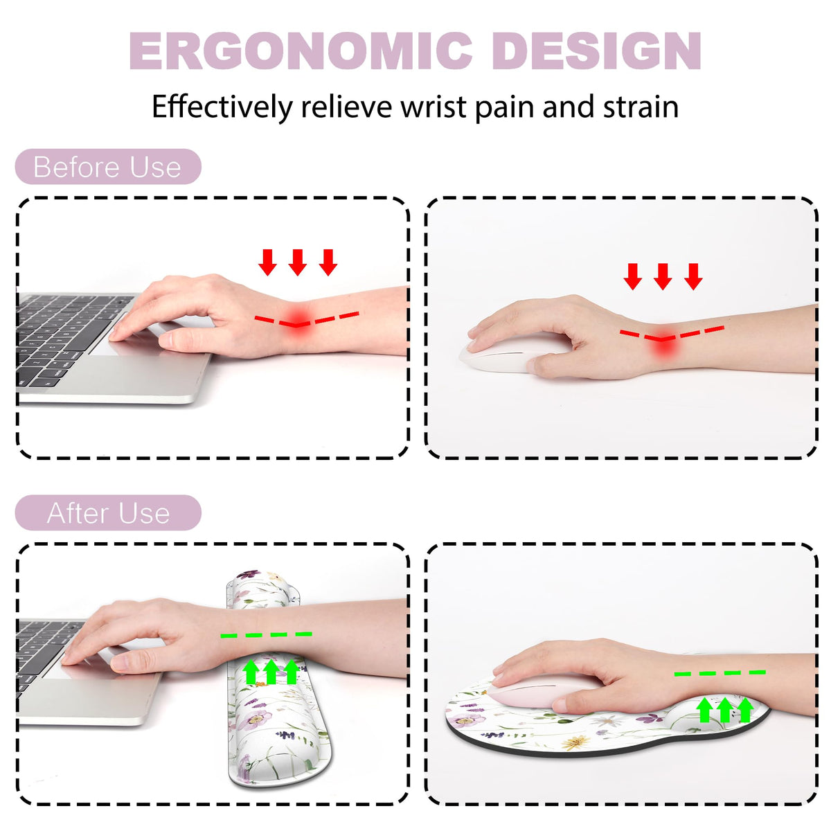 Ergonomic Mouse Pad with Wrist Rest and Keyboard Wrist Rest, Mousepad