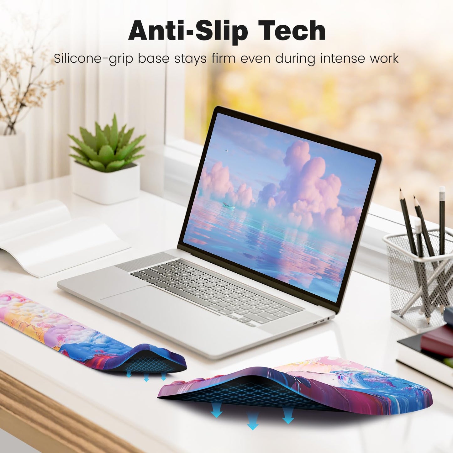 Ospelelf Ergonomic Wrist Rest for Computer Keyboard Pad, Large Arm Rest Wrist Support for Mouse