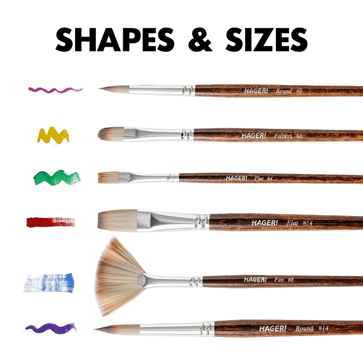 HAGERI Paint Brushes, 25 Pieces Expert Synthetic Nylon Bristles Paint Brush Set with Suede Leather