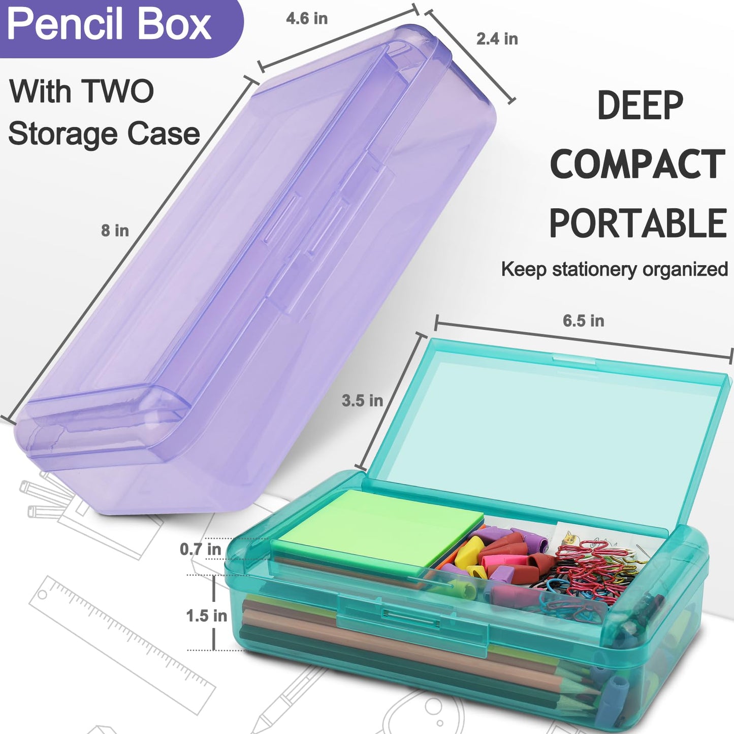 SFLHHDM Large Pencil Box, Double Layer Capacity Pencil Holders, Hard Pen Case with Snap-tight Lid