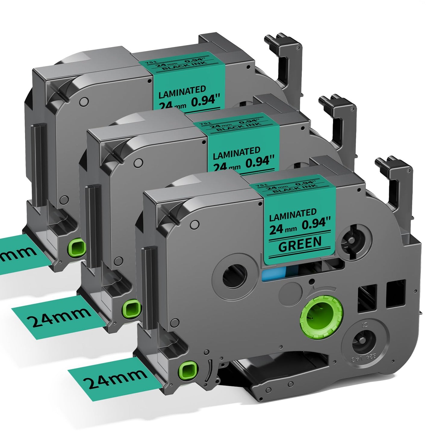 Compatible with Brother P-Touch 24mm 1 in Label Tape TZe-751 Black on Green