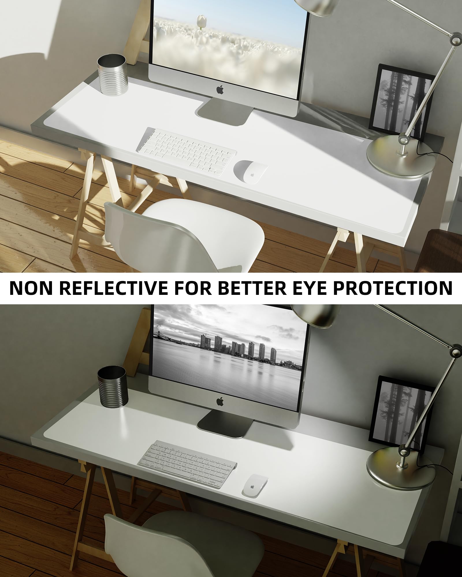Large Desk Mat,55" x 17"Leather Desk Pad Protector,Large Mouse Pad,Office Desk Mat, Non-Slip PU