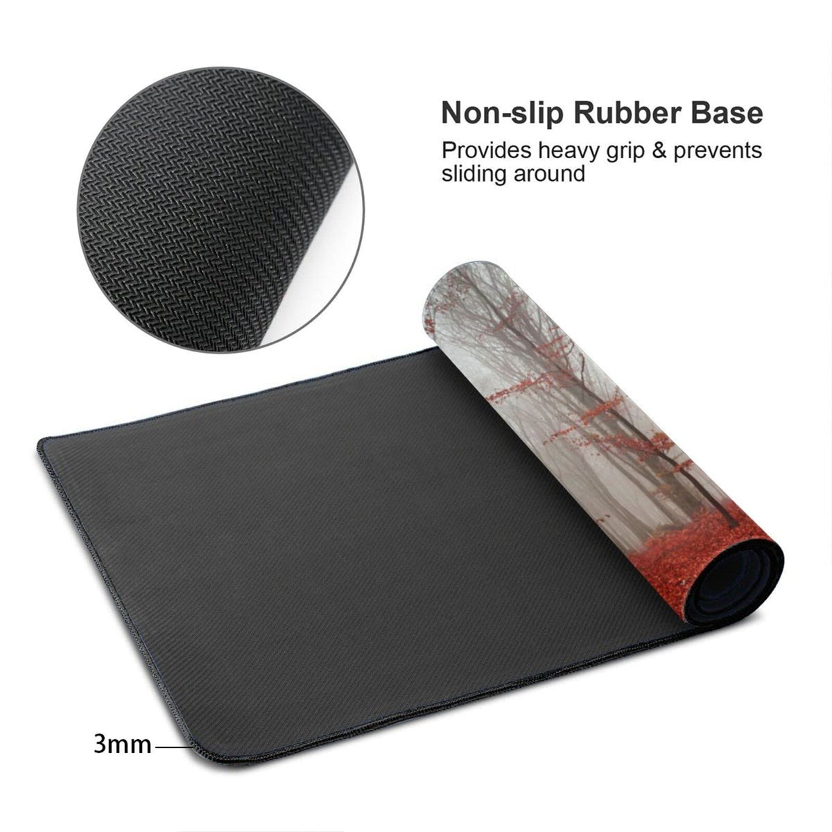ZTHLL Desk Mat,Beautiful Autumn Foggy Forest Gaming Mouse Pad,XXL Extended Mouse Pad Mat for