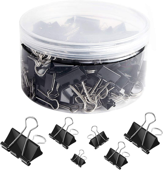 SANNIX 100 PCS Binder Clips Assorted Sizes, X Large, Large, Medium, Small, Mini and Micro, Binder
