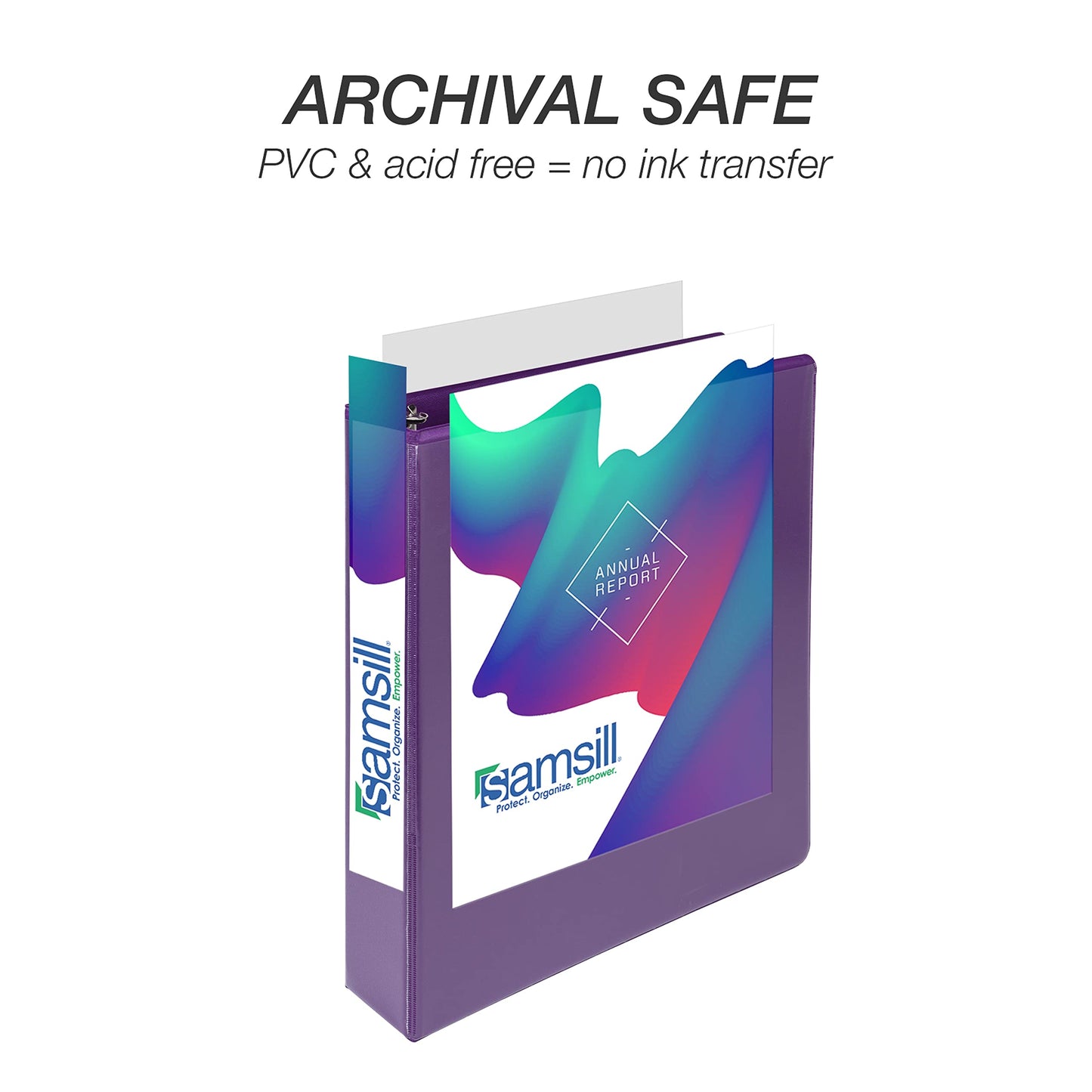 Samsill Durable 1.5 inch 3 Ring Binder, D Ring Binder, 100% Recycled Chipboard, Purple, 4 Pack