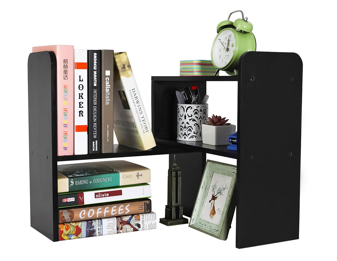 PAG-Mass Desktop Bookshelf Freestanding Wooden Countertop Bookcase Accessories Organizer Display