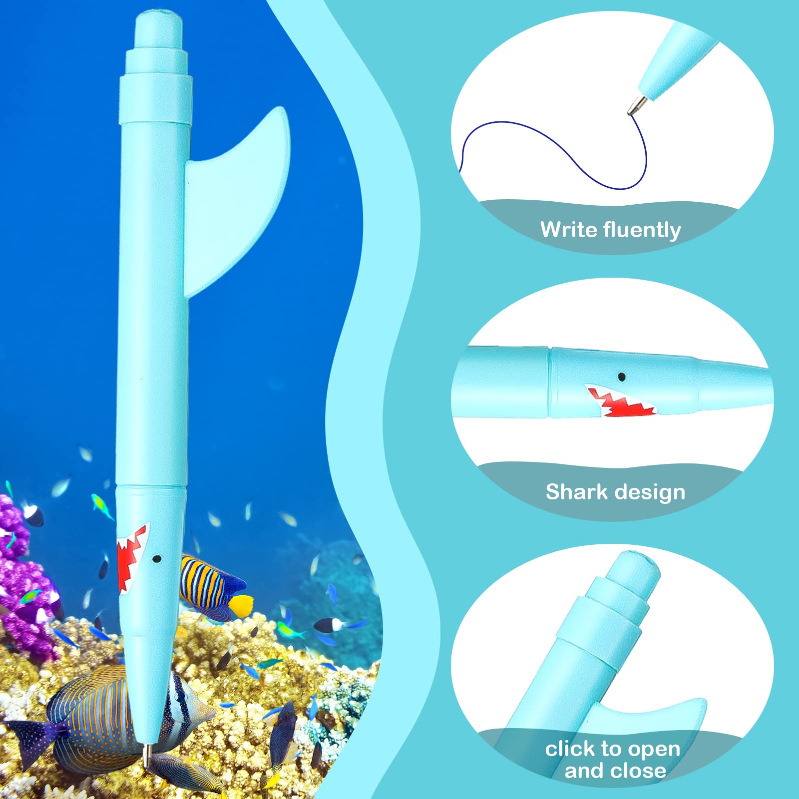 Sinmoe Shark Pens for Kids Cute Fun Pens Bulk Plastic Novelty Shark Pencil Back to School Sharks