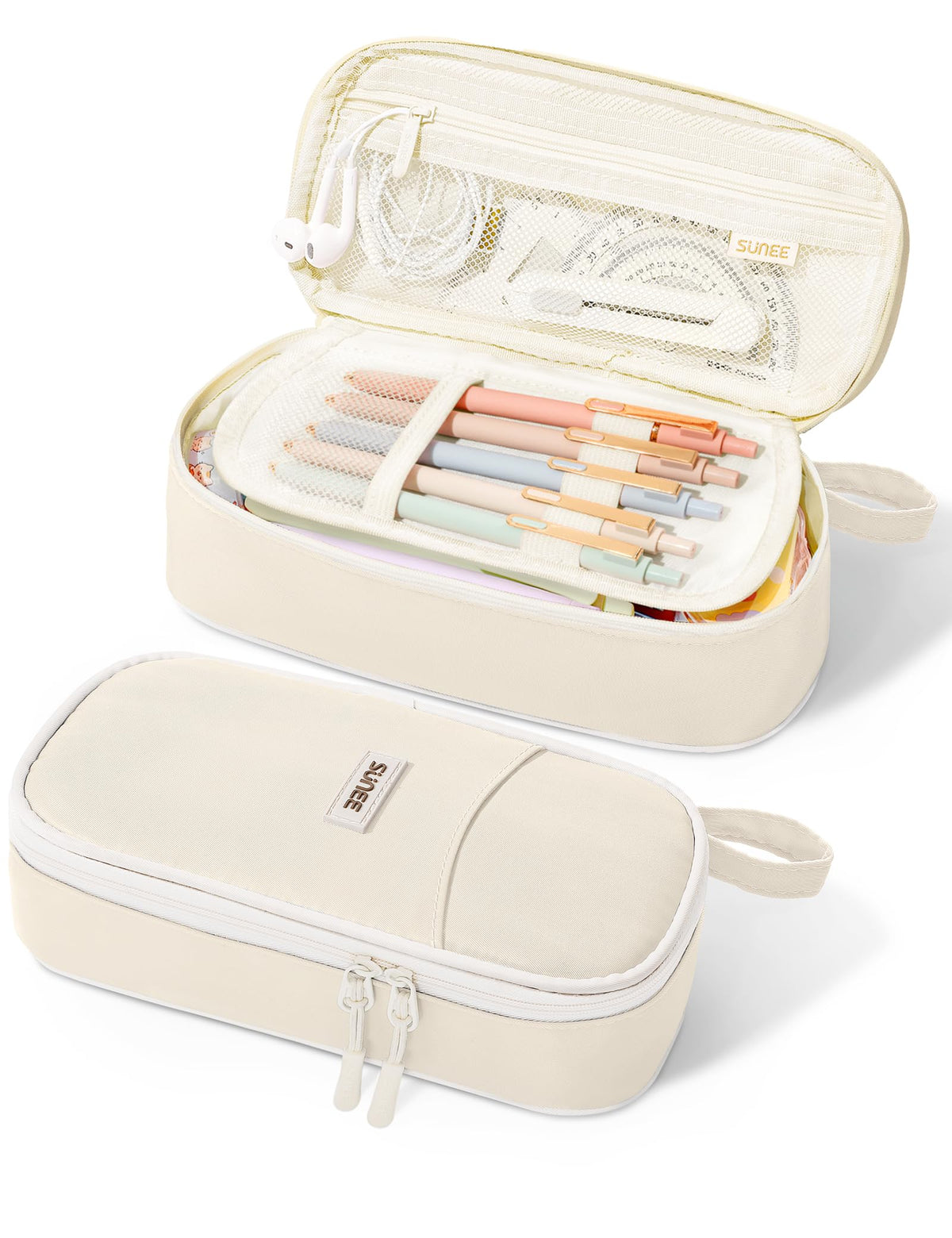 SUNEE Cute Pencil Case, Aesthetic Pen Pouch, Colored Large Pencil Bag with Zipper, Kawaii