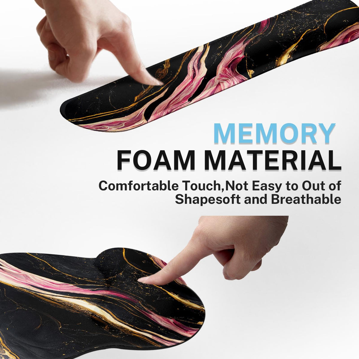 Britimes Ergonomic Mouse Pad Set with Wrist Rest, Marble Black