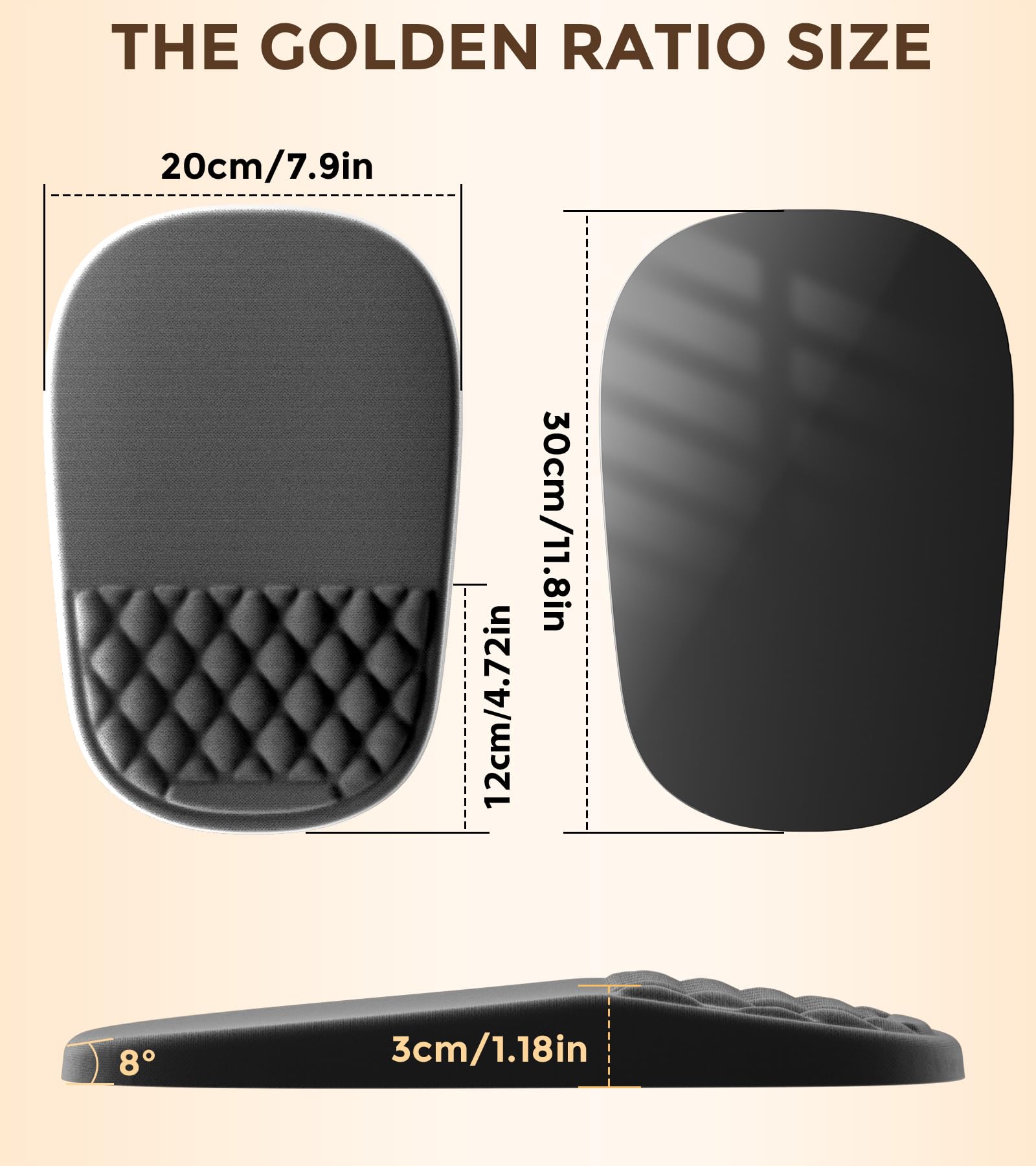 AUEDROT Ergonomic Mouse Pad with Wrist Rest 2 in 1 Mousepad with Wrist Support, Memory Foam Desk