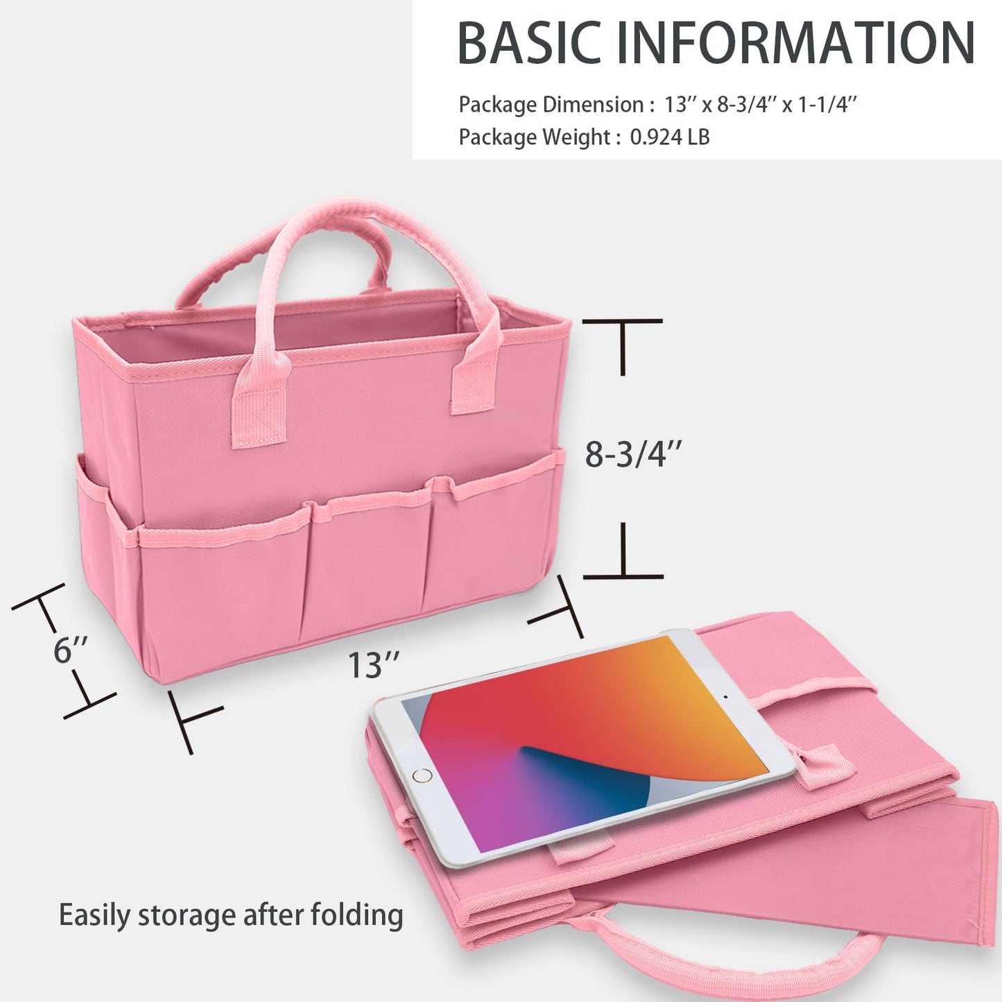 Cupohus Art Organizer Craft Storage Tote Bag with Multiple Pockets (Pink)