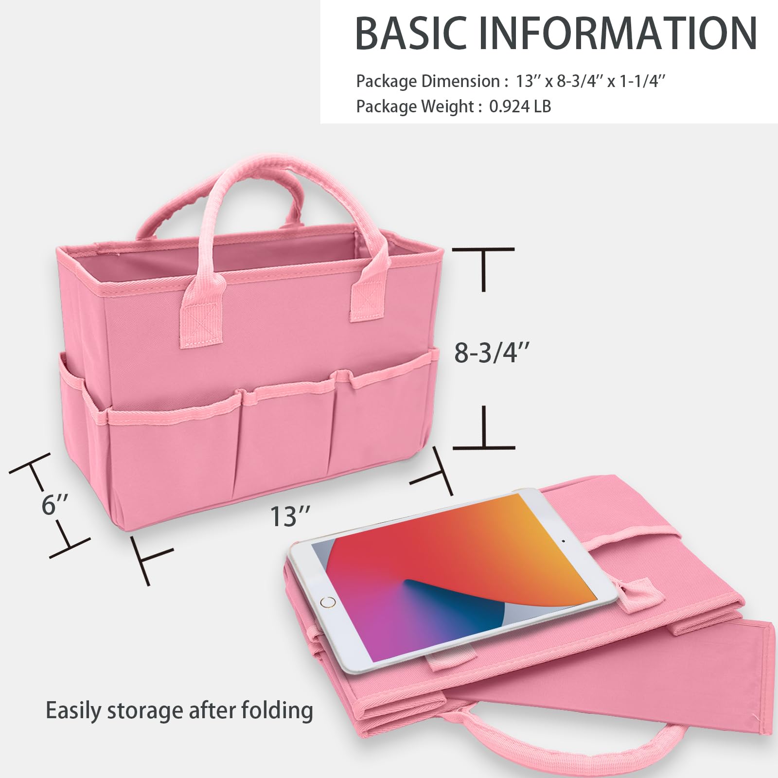 Cupohus Art Organizer Craft Storage Tote Bag with Multiple Pockets (Pink)