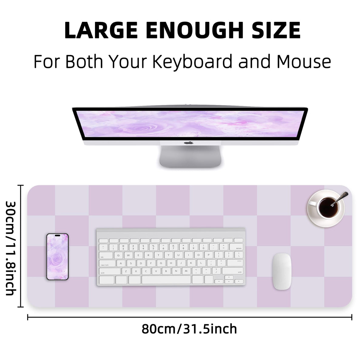 AFIING Purple Desk Mat 31.5" x 12", Leather Desk Pad