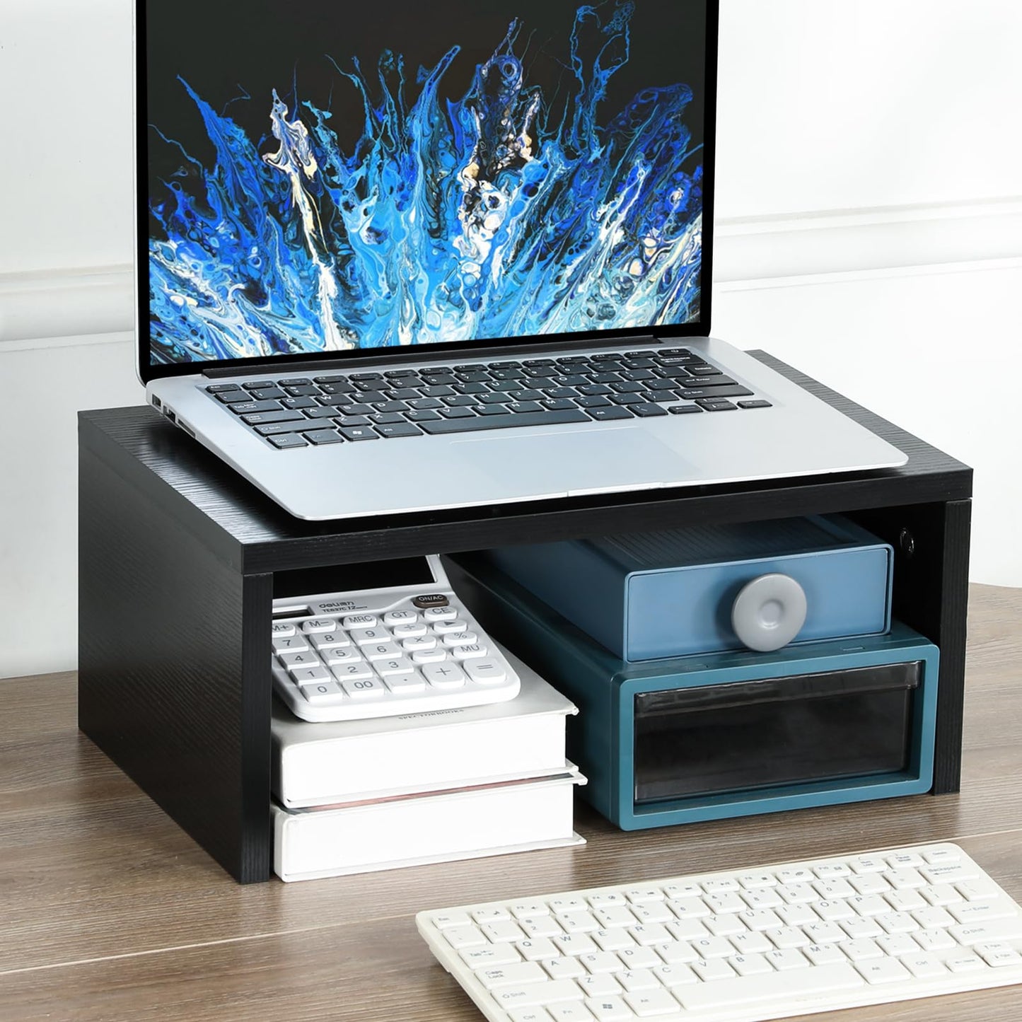 TEAMIX 6.7 inch Tall Monitor Stand Riser, Wood Shelf Riser, Desk Organizer