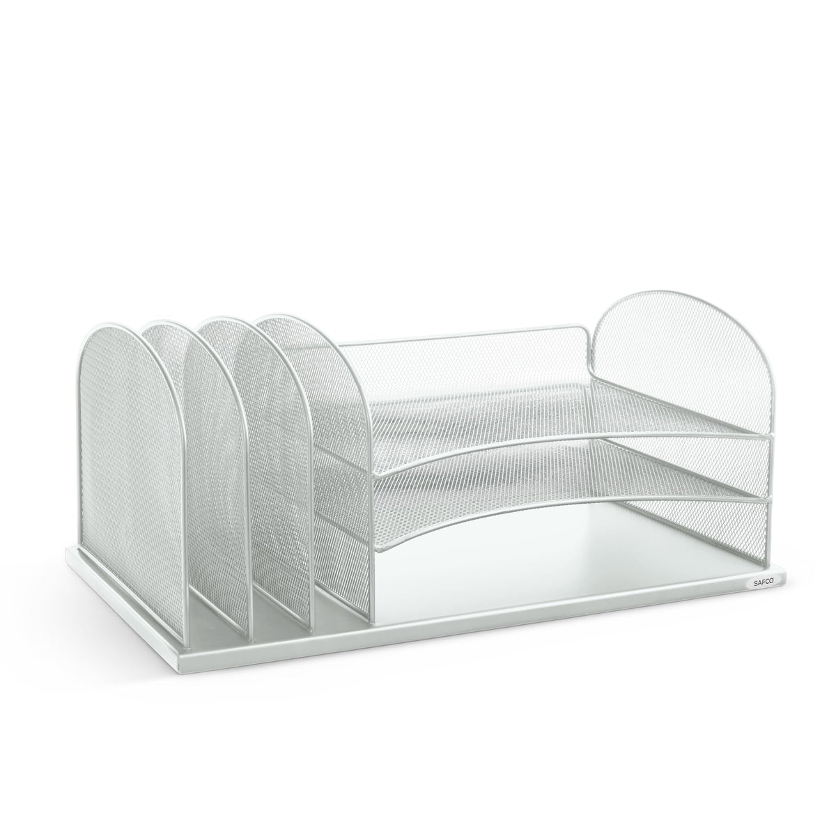 Safco Onyx Desk Organizer with 3 Horizontal and 3 Upright Trays, Durable Steel Construction, Silver
