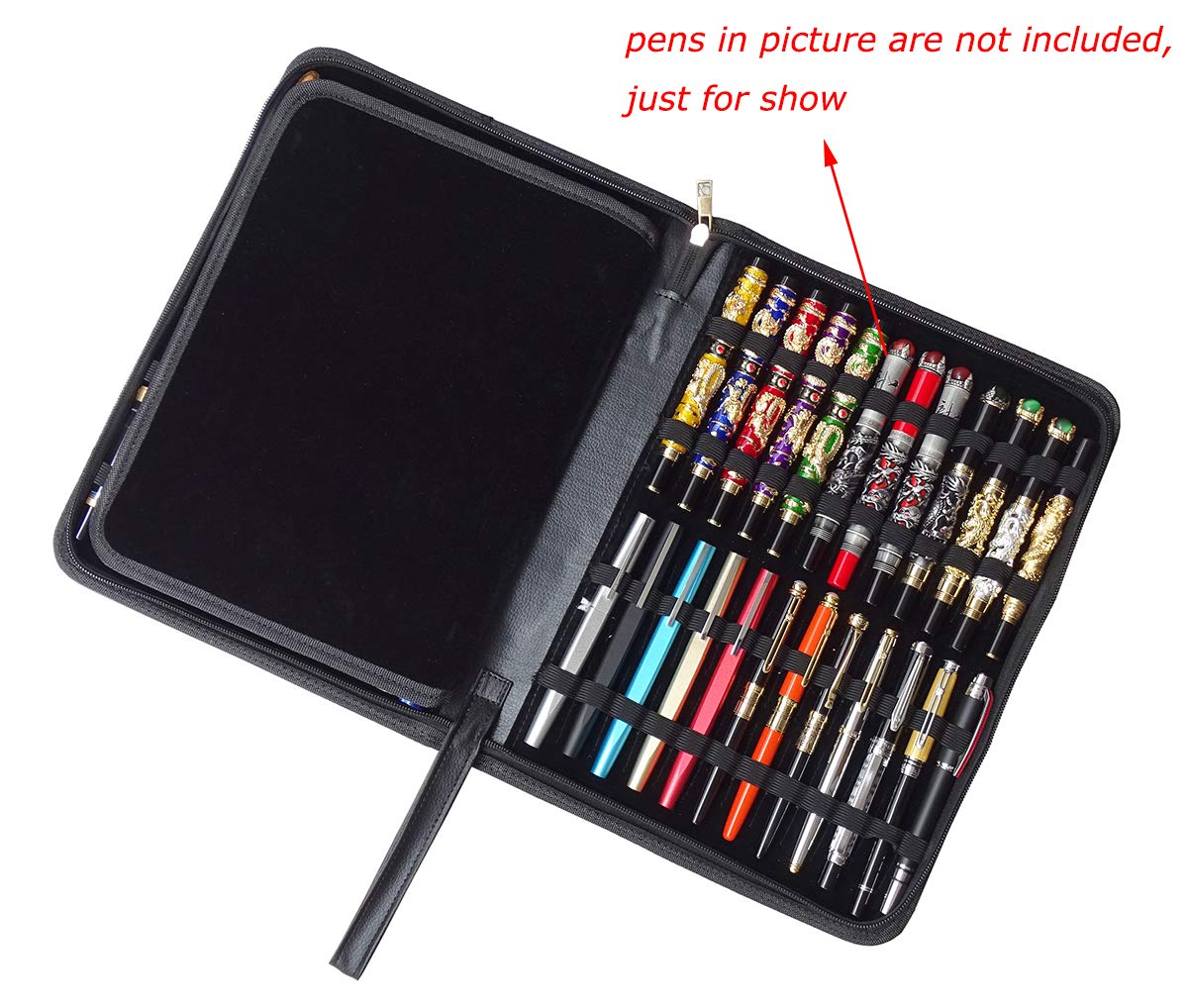erofa 48 Fountain Pen Case PU Leather, Rollerball Pen Display Holder Bag, Pouch Large Capacity for