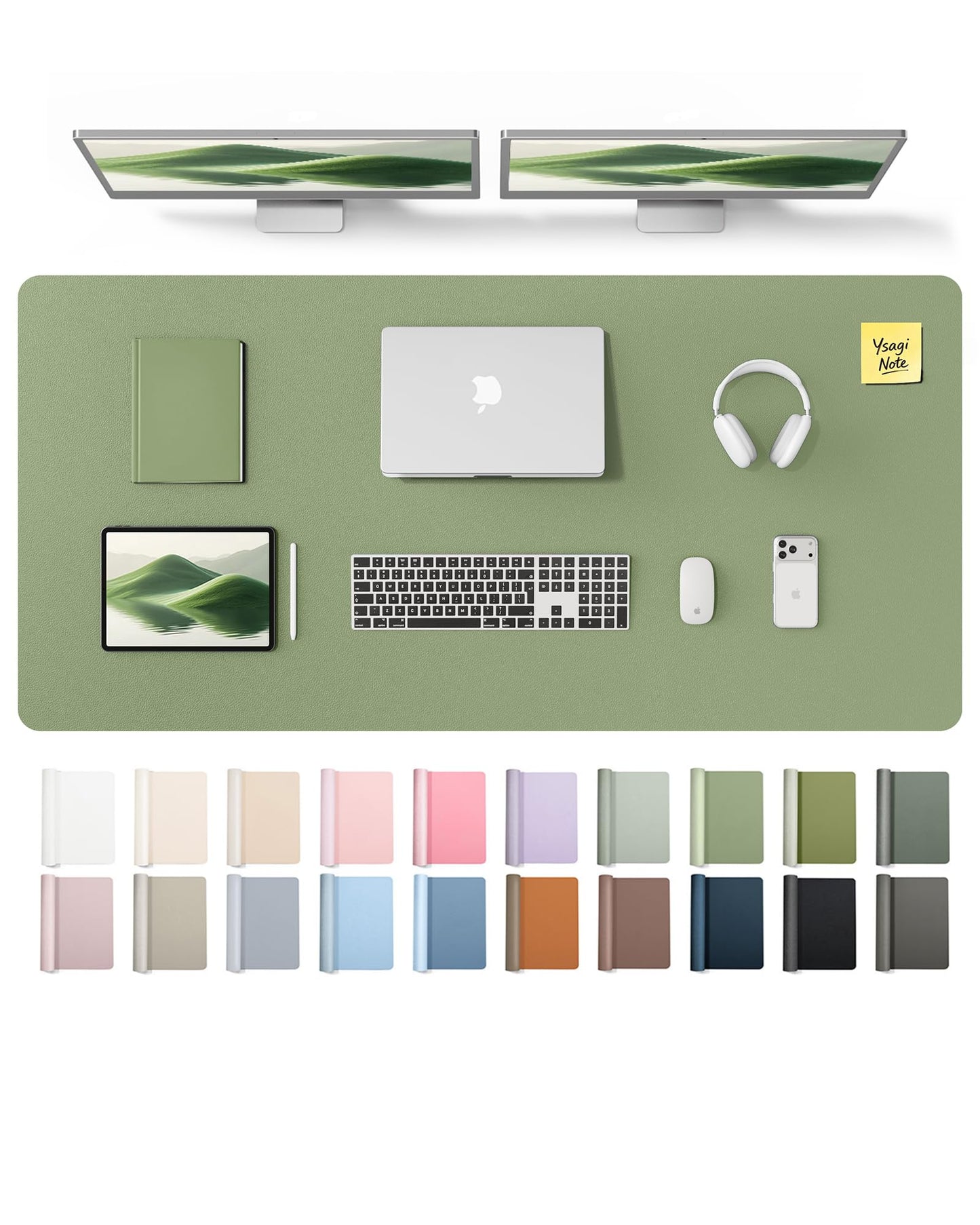 YSAGi Leather Desk Pad Protector, Office Desk Mat, Large Mouse Pad, Non-Slip PU Leather Desk