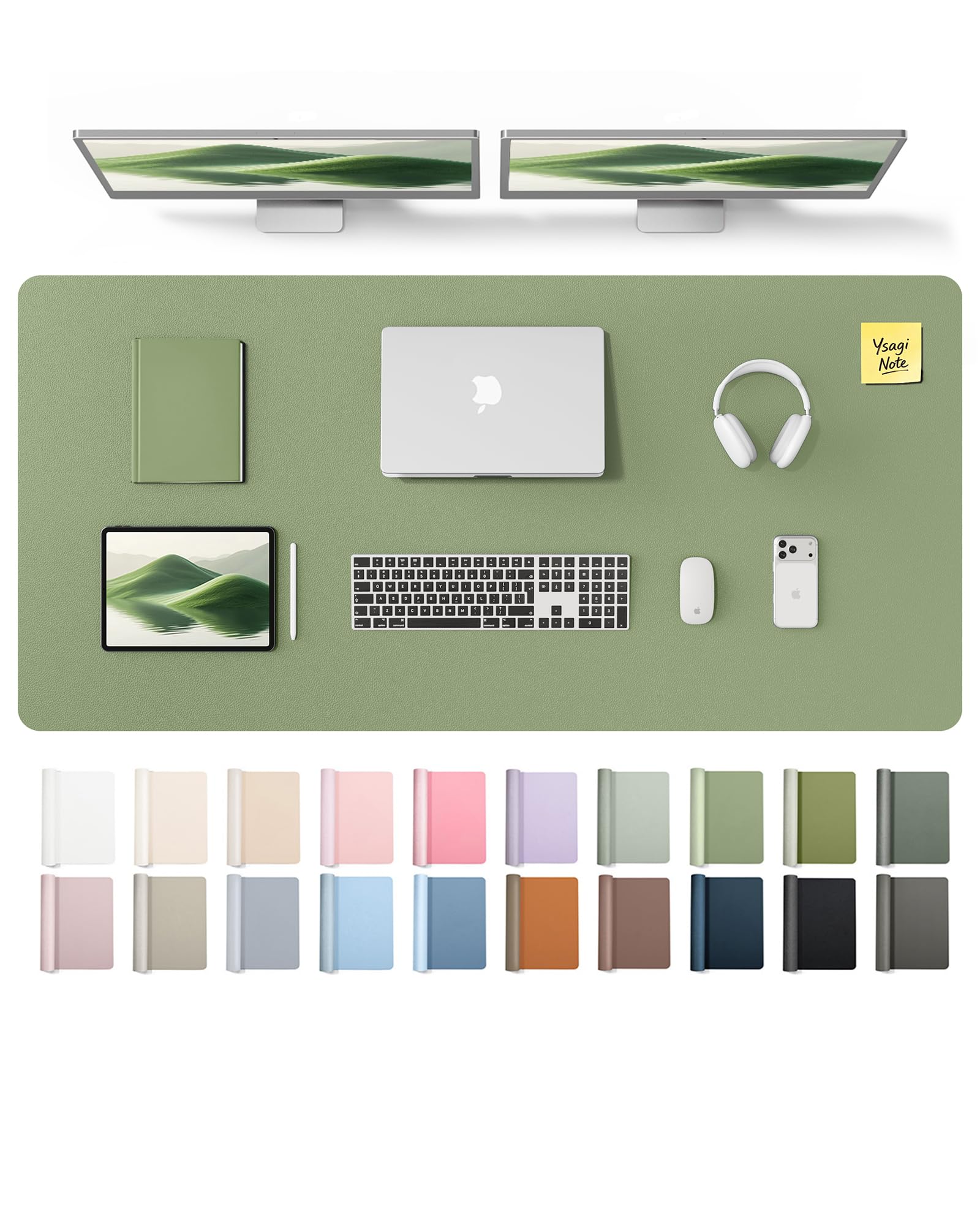 YSAGi Leather Desk Pad Protector, Office Desk Mat, Large Mouse Pad, Non-Slip PU Leather Desk