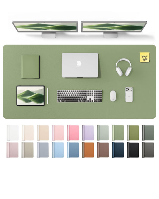 YSAGi Leather Desk Pad Protector, Office Desk Mat, Large Mouse Pad, Non-Slip PU Leather Desk