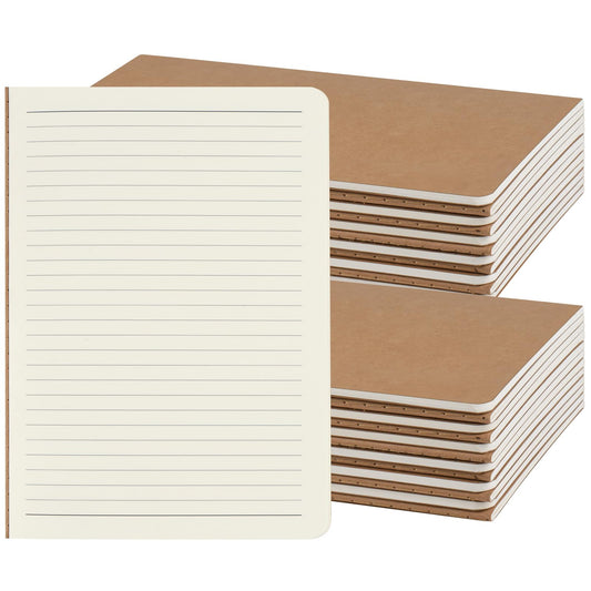 ZCZN 24 Pack A5 Kraft Notebooks Bulk, 8.15x5.5 Inches Lined Paper Journaling Notebooks, Notebooks