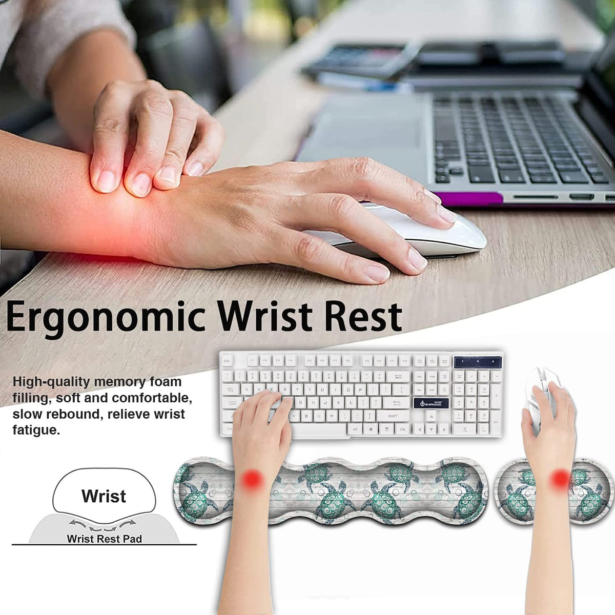 Gaming Mouse Pad and Keyboard Wrist Rest, Large Extended Mouse Pad 31.5X 11.8,Ergonomic Memory Foam