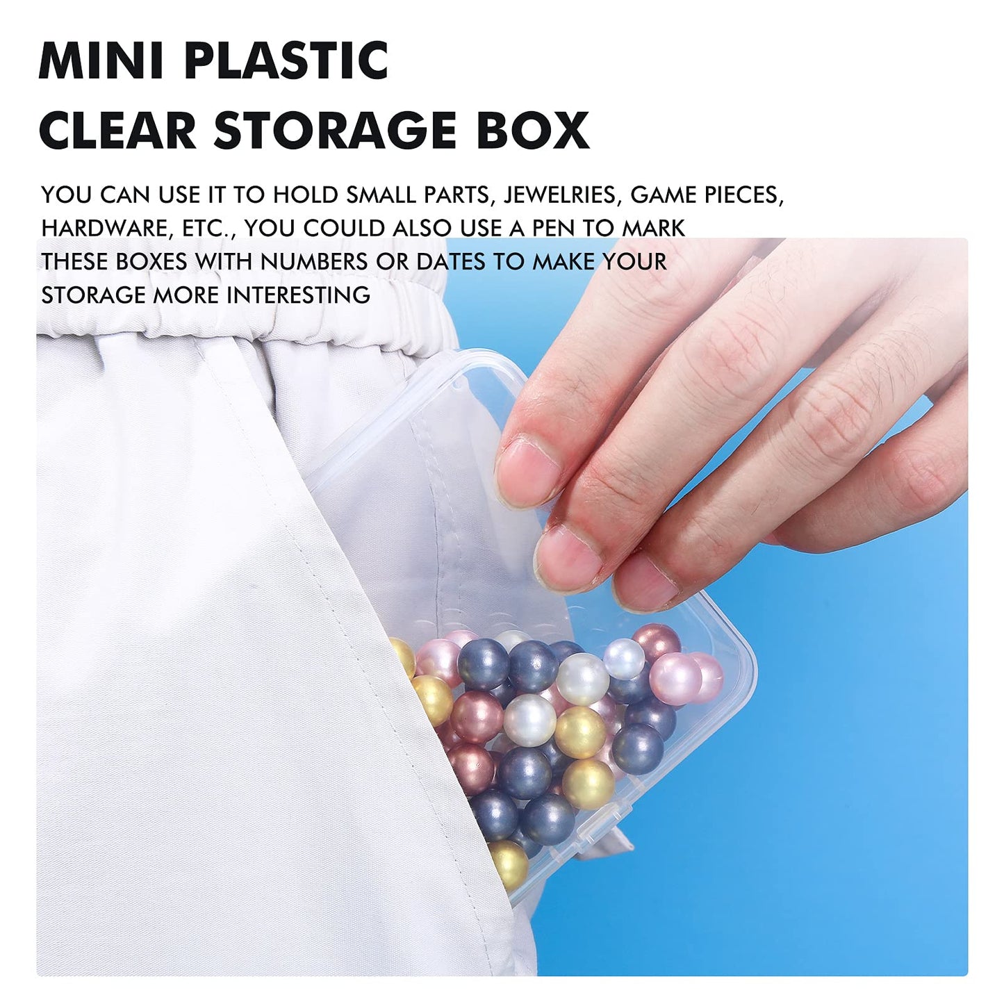 Jetec 18 Pieces Small Clear Plastic Storage Box, 3.3 x 3.3 x 1.1 Inch