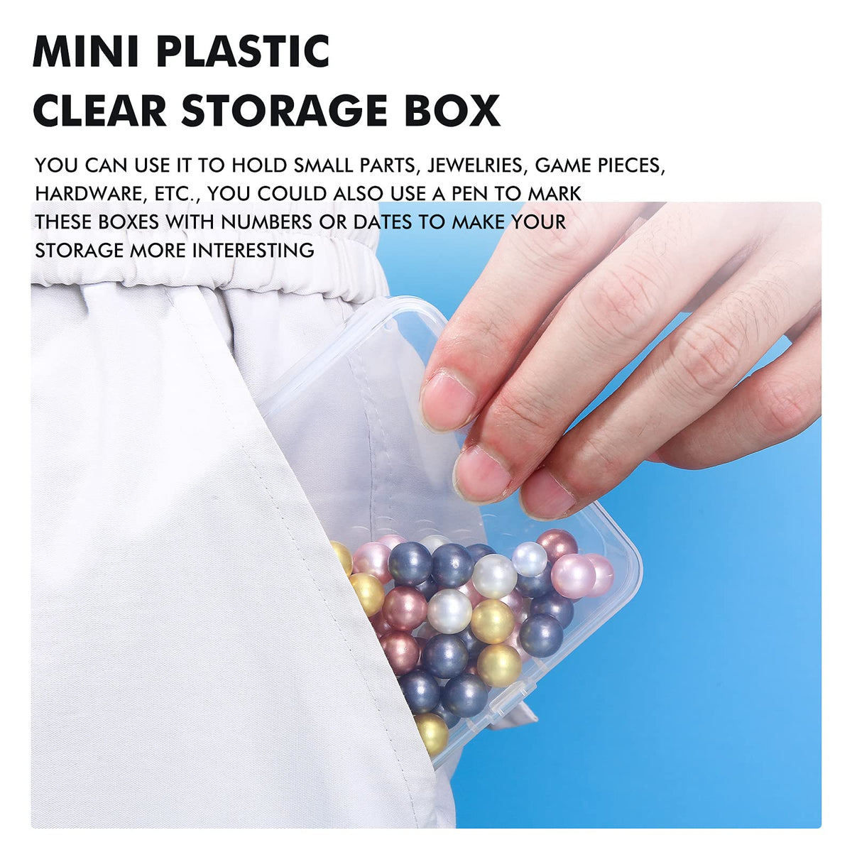 Jetec 18 Pieces Small Clear Plastic Storage Box, 3.3 x 3.3 x 1.1 Inch