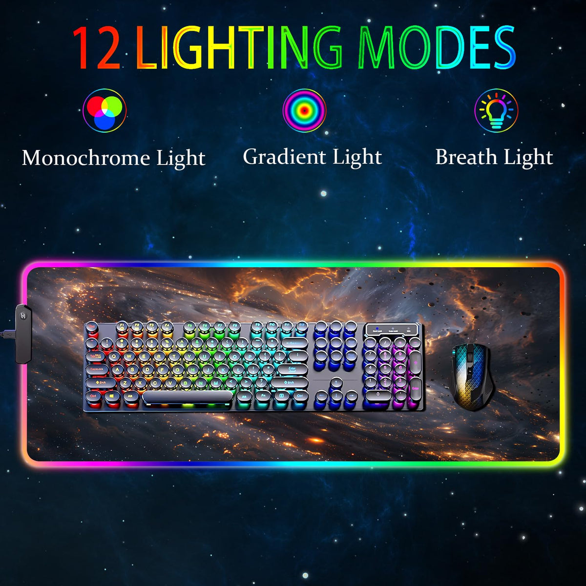 Armanza RGB Gaming Mouse Pad, Large Mousepad with Led Light, Gaming Accessories Keyboard Pad for