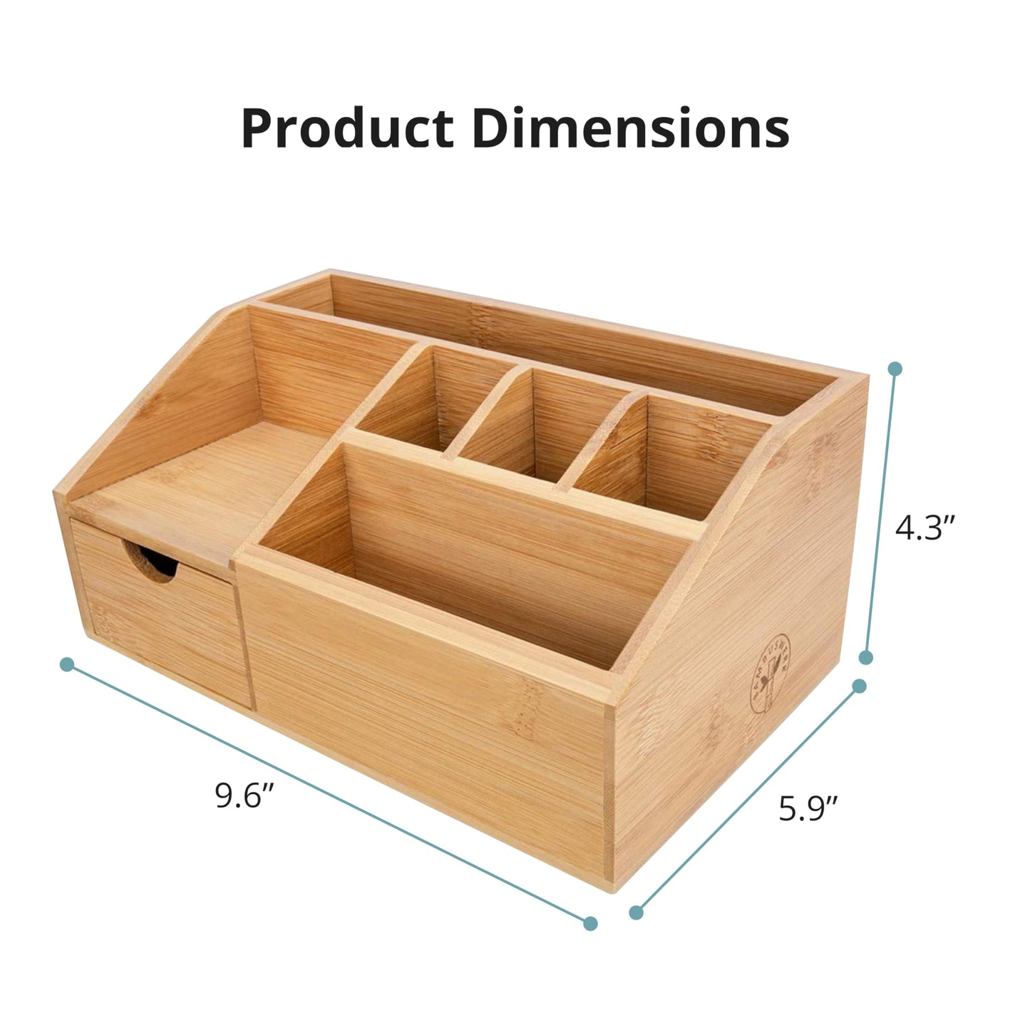 FLYGRUBS Thingles Bamboo Desk Organizer, Wood Pen Holder with Drawer, Storage Box, Pencil Box, Desk