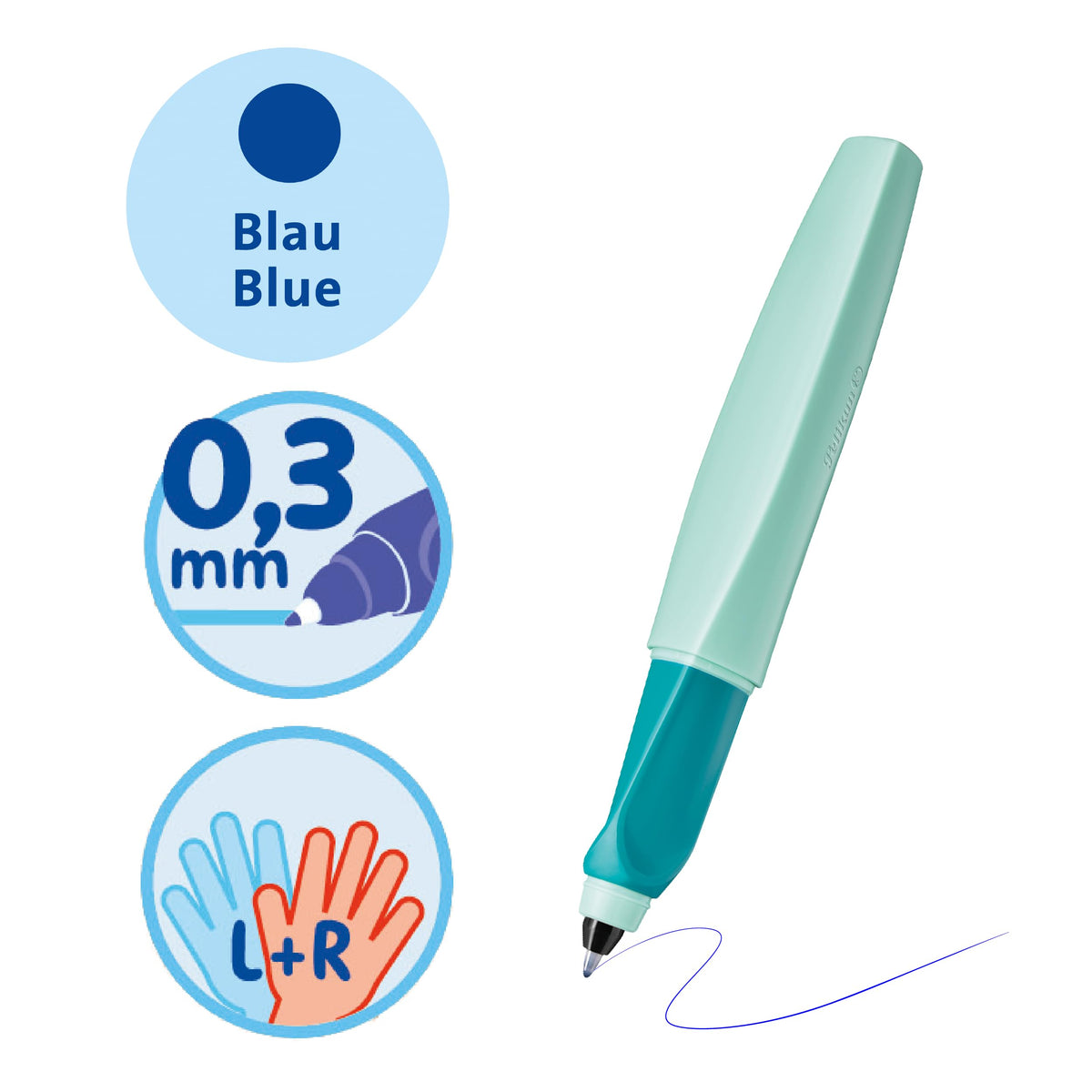 Pelikan Twist Neo Mint Rollerball Pen, Ergonomic, Refillable Blue ink
