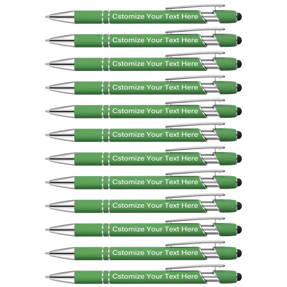 Kingluu 12 Pcs Personalized Ballpoint Pens with Stylus,Smooth Writing,Black Ink Custom Pens with