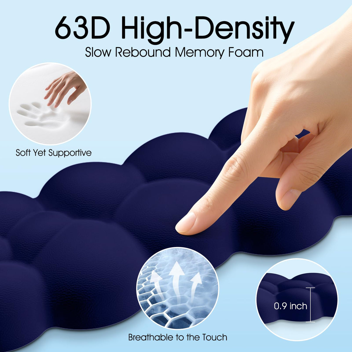 Retuhapy Cloud Wrist Rest Keyboard Cushion and Cloud Mouse Pad, Dark Blue