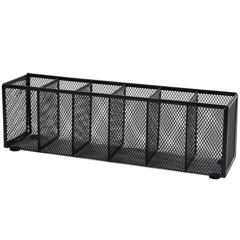Flytreal Black Mesh Pen Pencil Holder, Small Metal Desk Organizer Desktop Stationery Office
