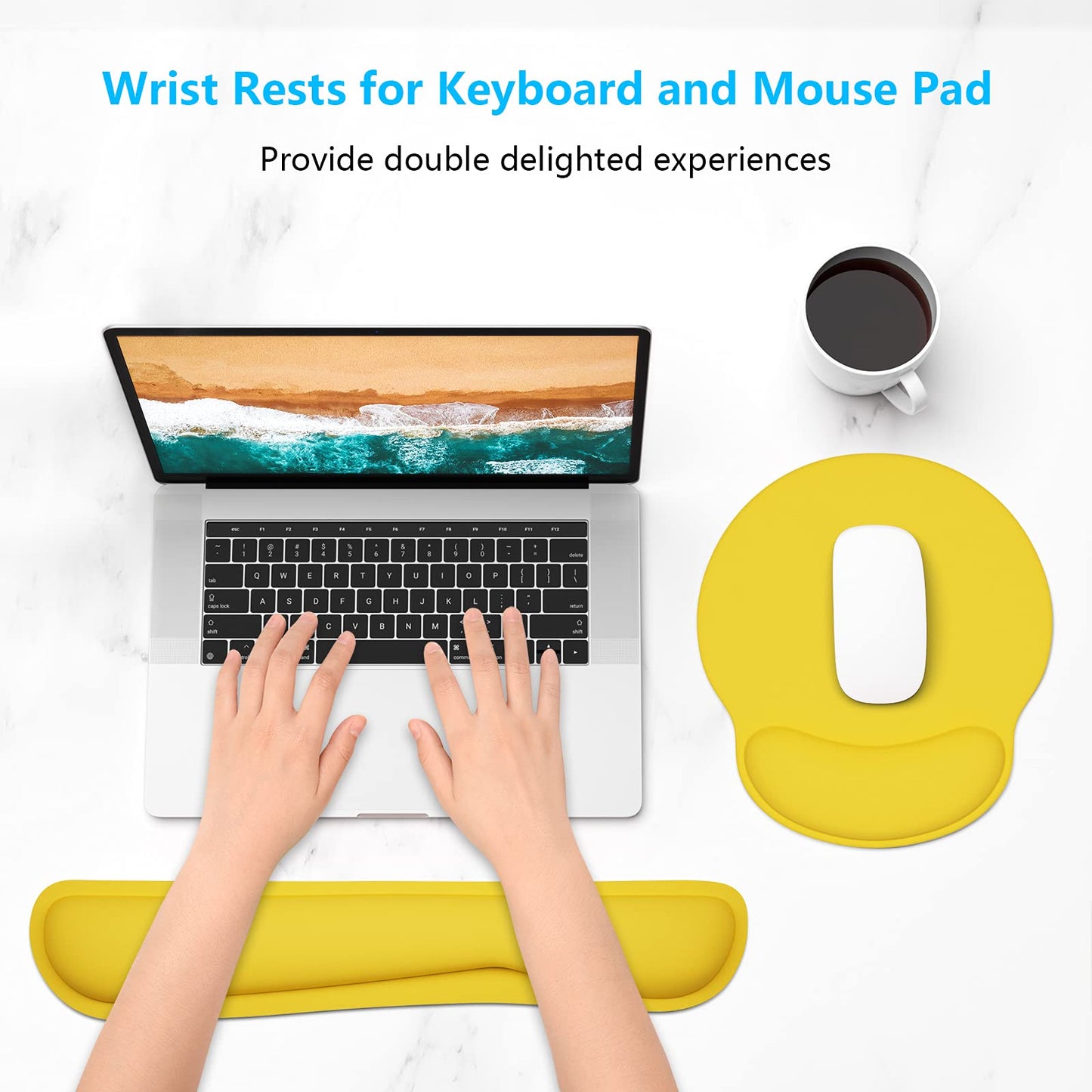 Dapesuom Keyboard Wrist Rest and Mouse Pad with Wrist Support, Cute Memory Foam Cushion for