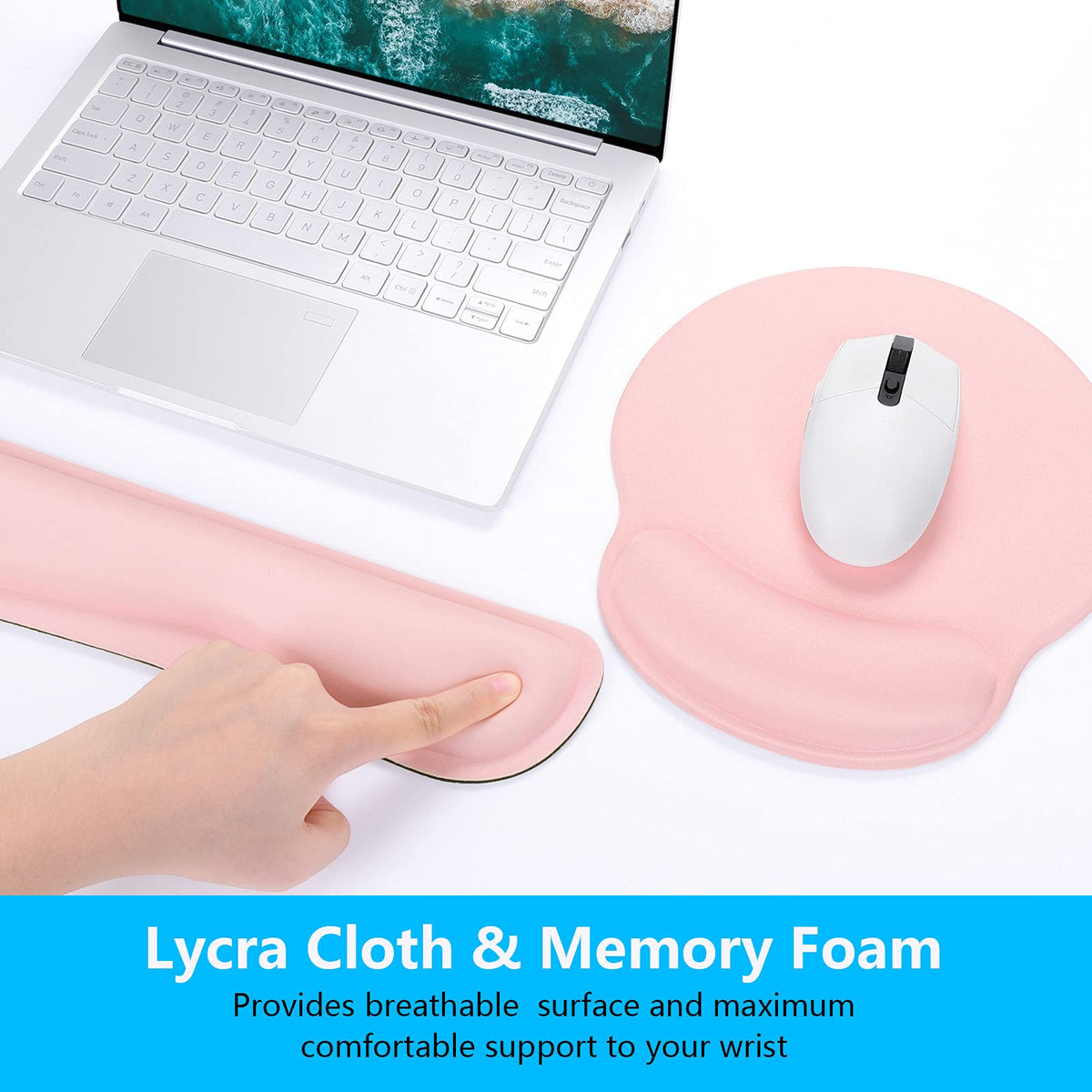 Dapesuom Keyboard Wrist Rest and Mouse Pad with Wrist Support, Cute Memory Foam Cushion for