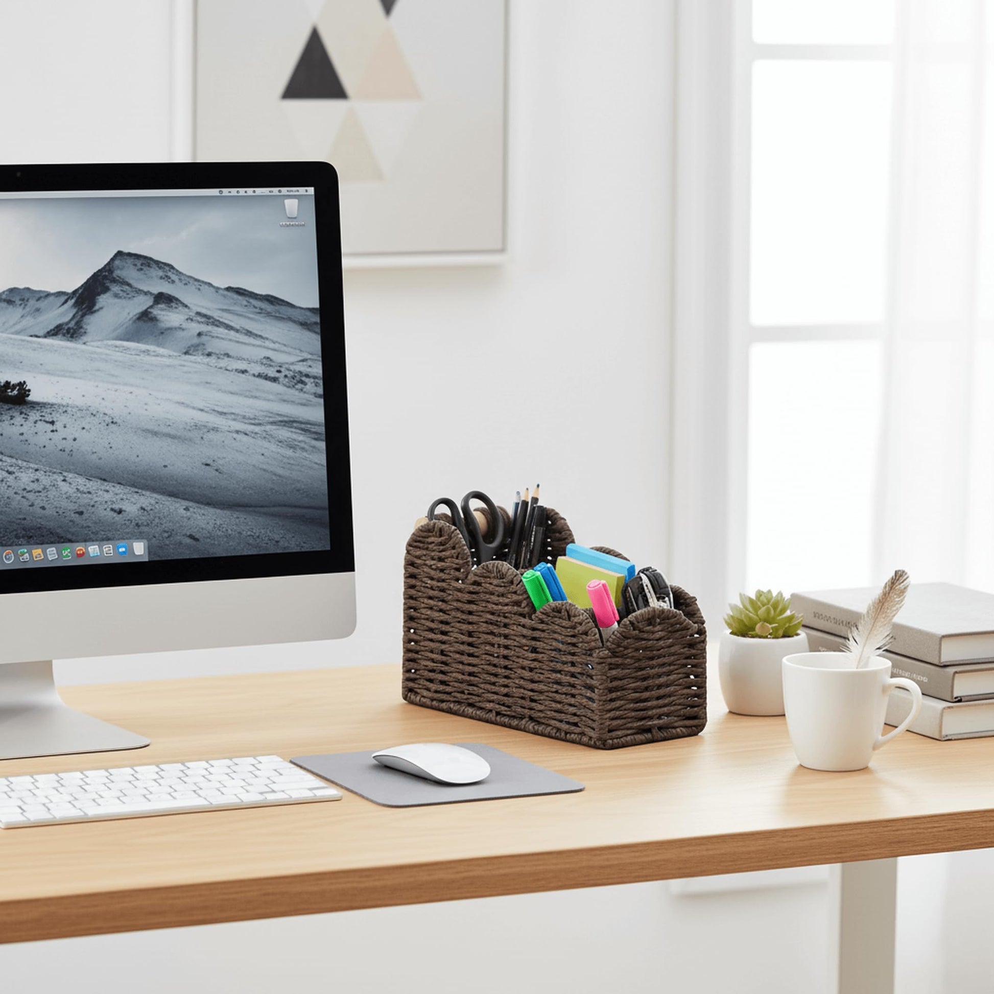 CubesLand Bedside Table Desk Organizer Caddy, Remote Pen&Pencil Holder Cup