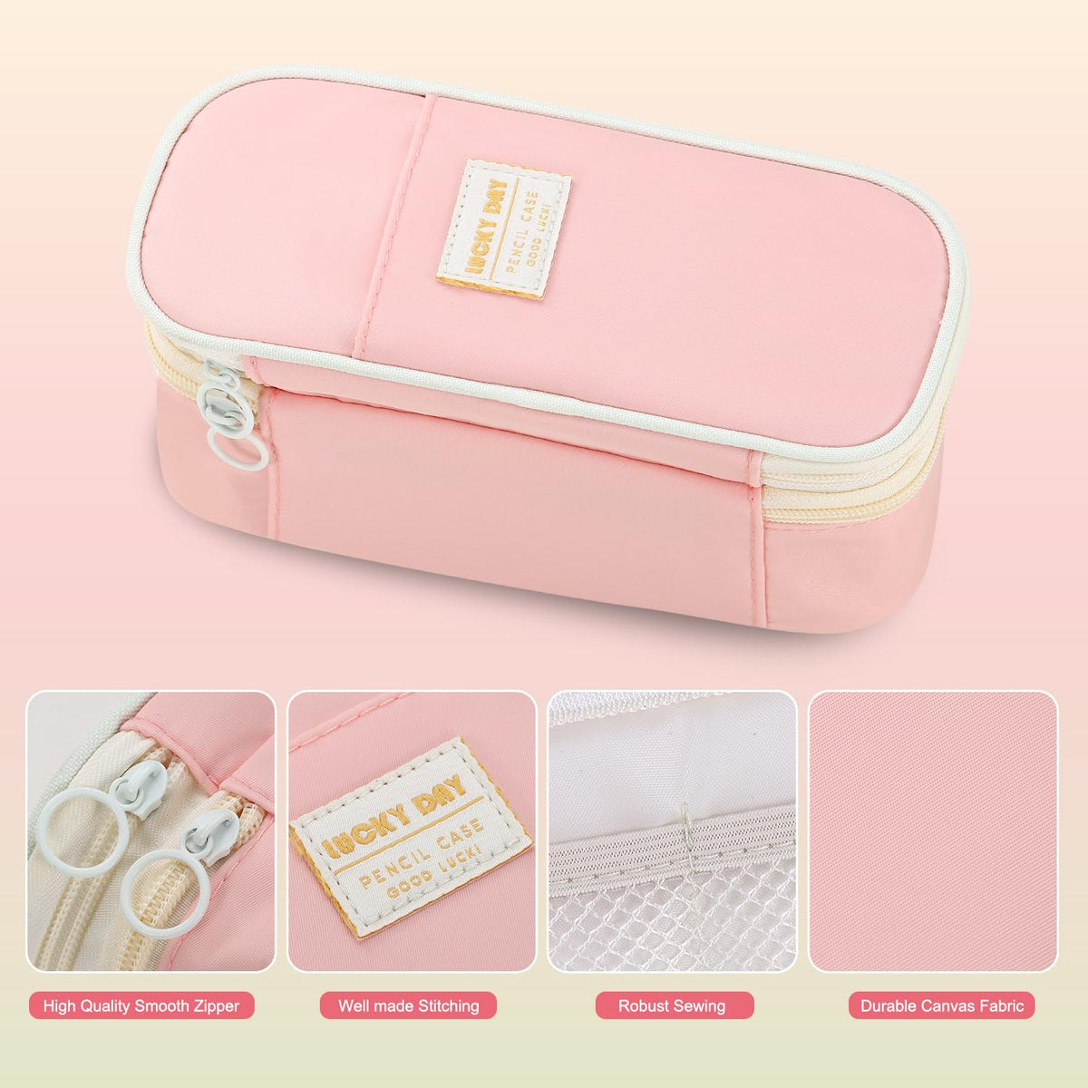 Large Pencil Bag for Girls Teens Kids School Pencil Case Organizer Pink