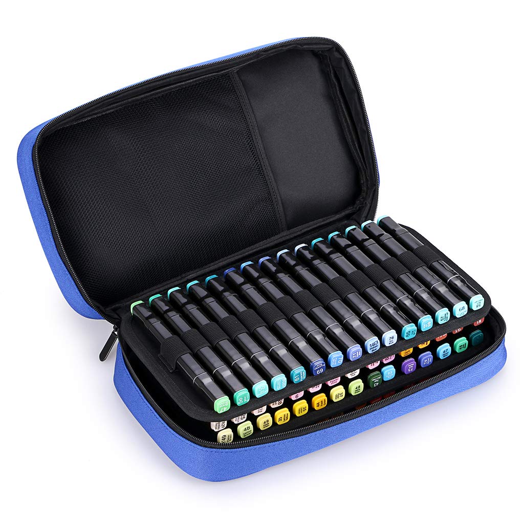 BTSKY Art Marker Carrying Case Lipstick Organizer-60 Slots Canvas Zippered