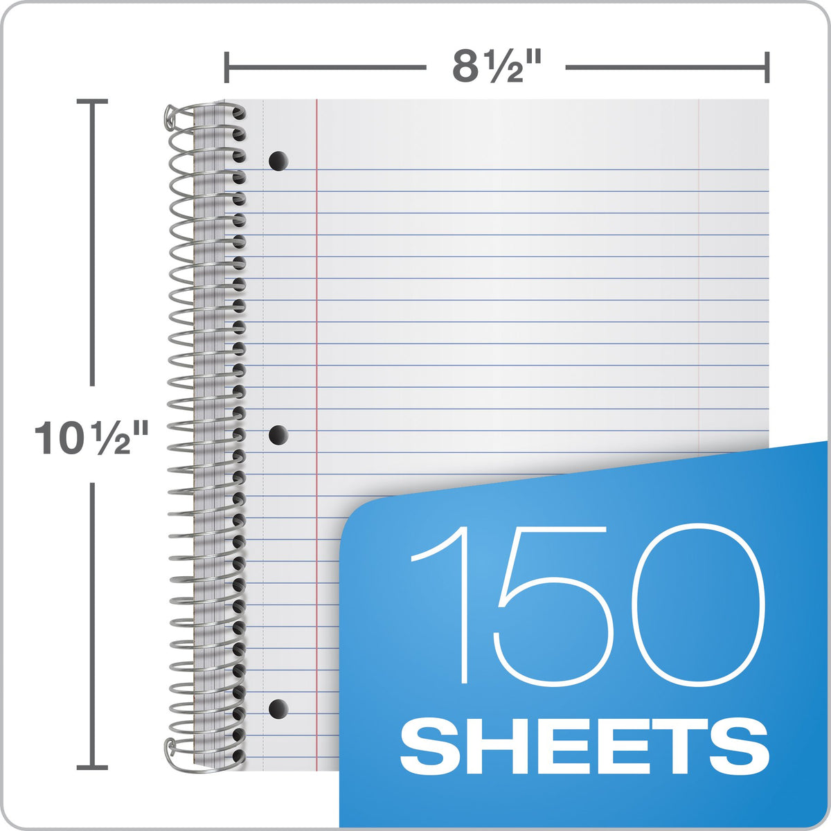 Oxford Spiral Notebooks, 3-Subject, Wide Ruled Paper, Durable Plastic Cover, 150 Sheets, 3 Divider
