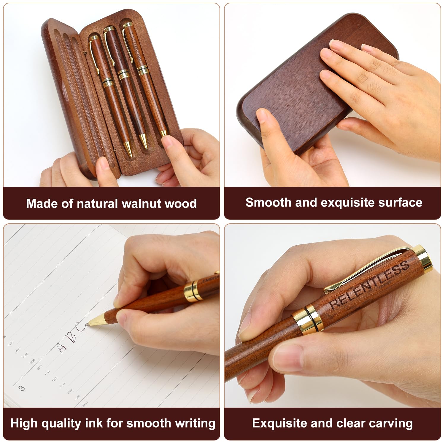 Renawe Fancy Wooden Pens Set with Box Congratulations Gifts for Women Men