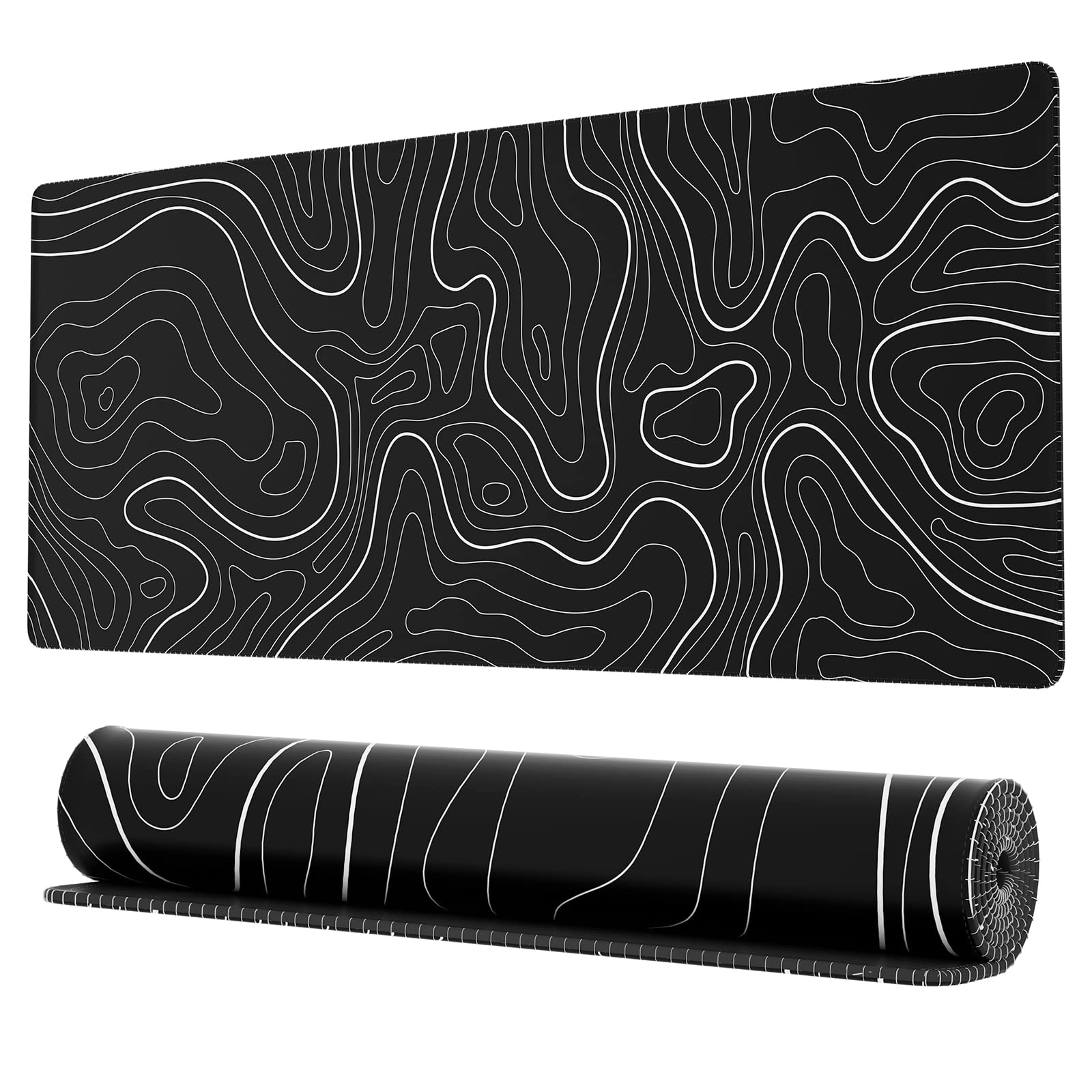 Ovenbird Extra Large Mouse Pad, Extended Topographic Map Gaming Mousepad with Non-Slip Base &