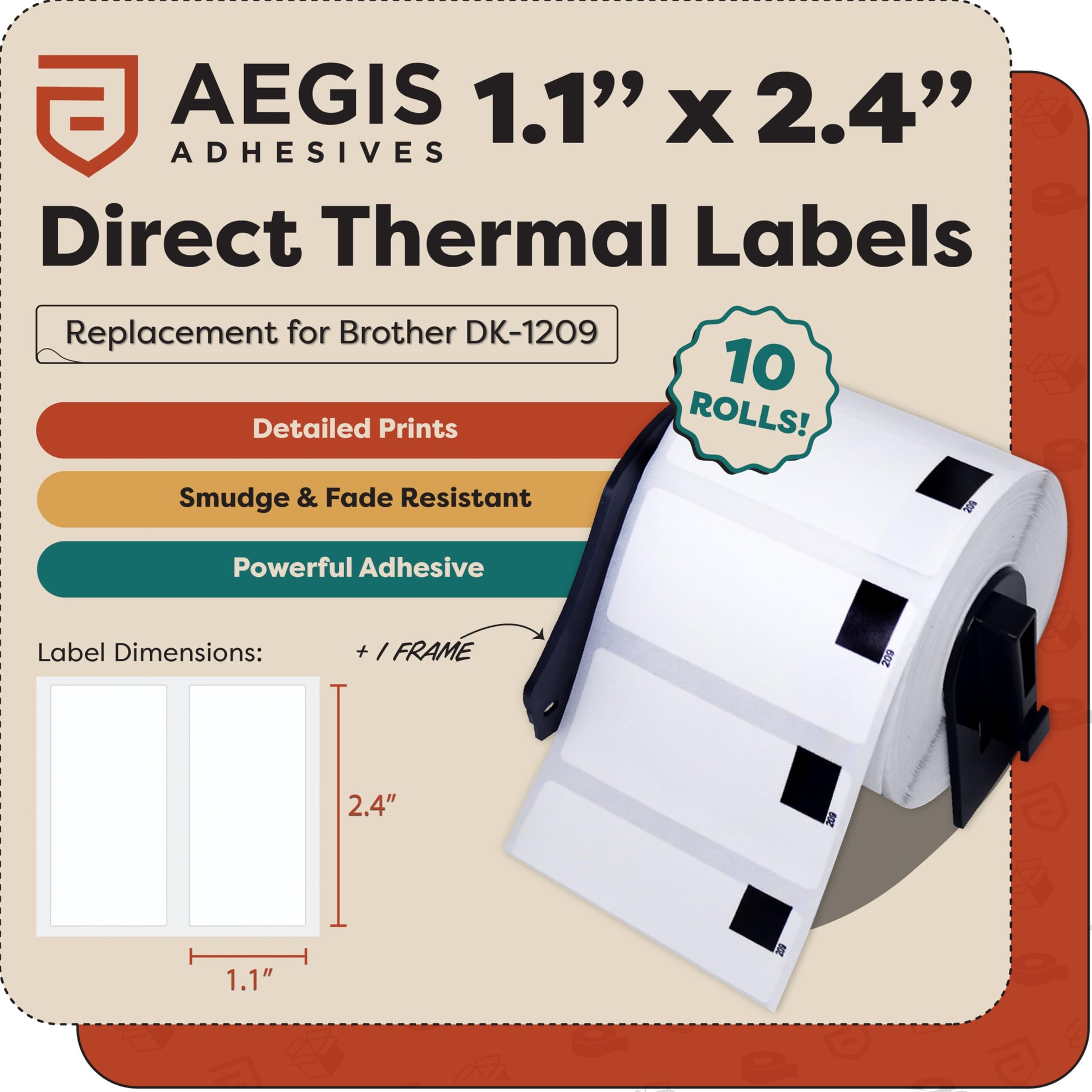 Replacement for Brother DK-1209, 1.1x2.4 Inches Thermal Barcode Labels