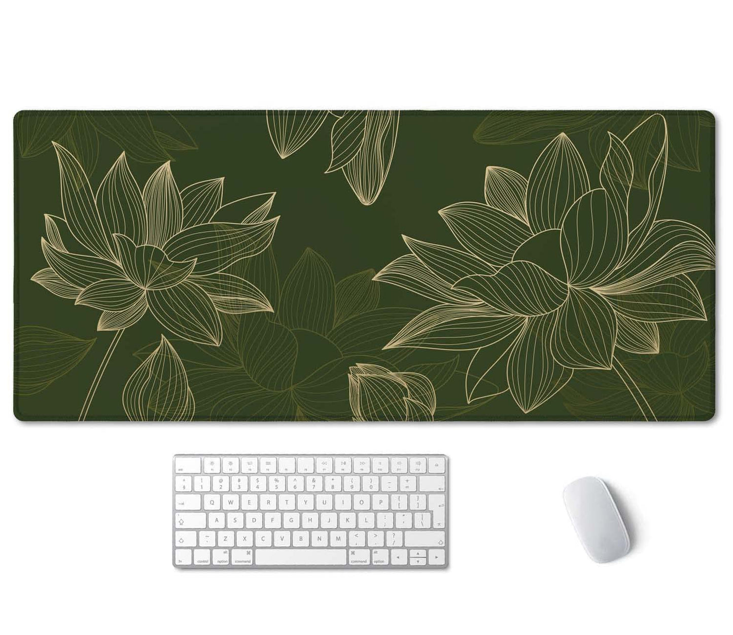 SSOIU Green Floral Desk Mat - Modern Gaming Mouse Pad, Large XXL Size, 35.5" x 15.7