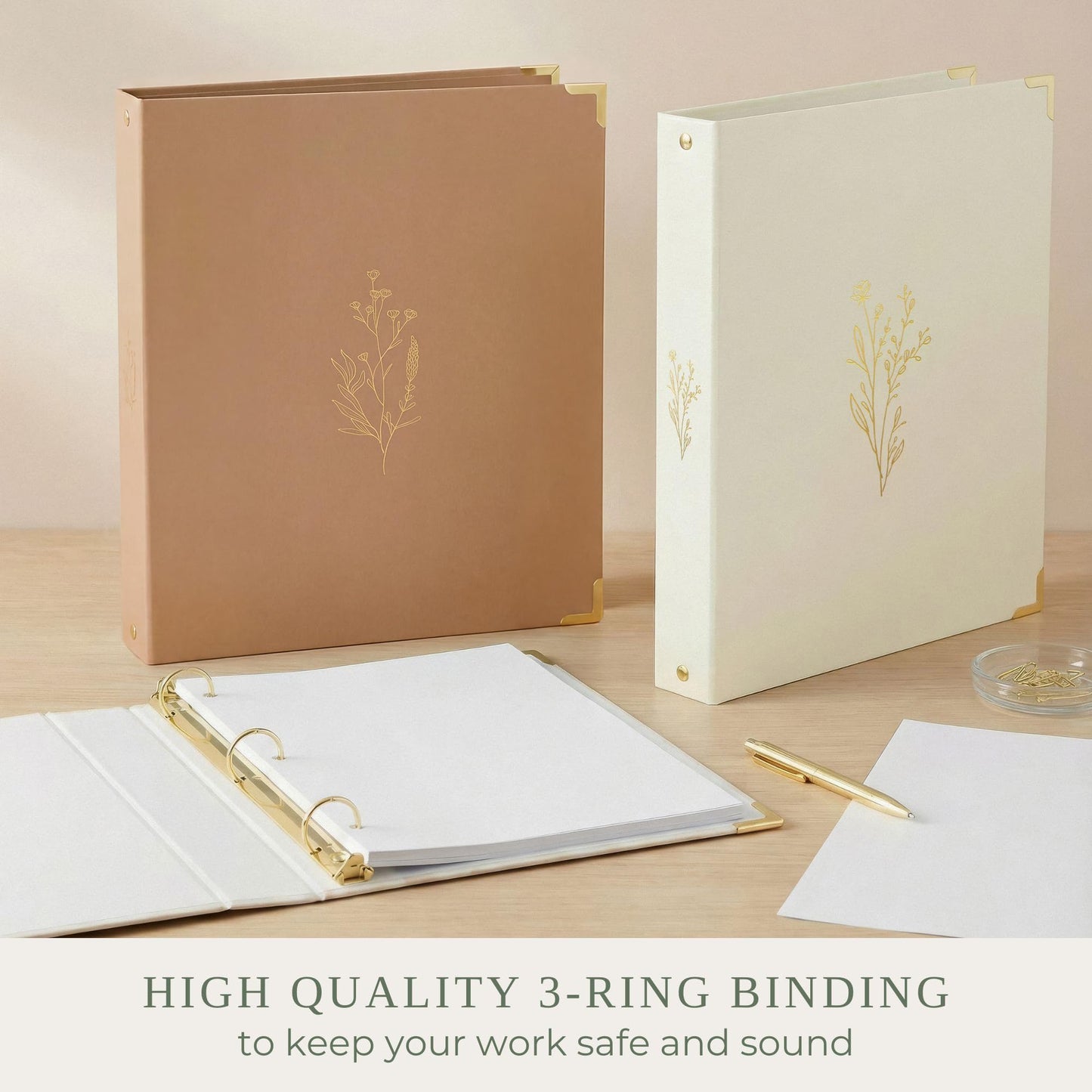 Aesthetic 3 Ring Binder Set of 2 - 1 Inch Binder Fits Letter Sized Paper