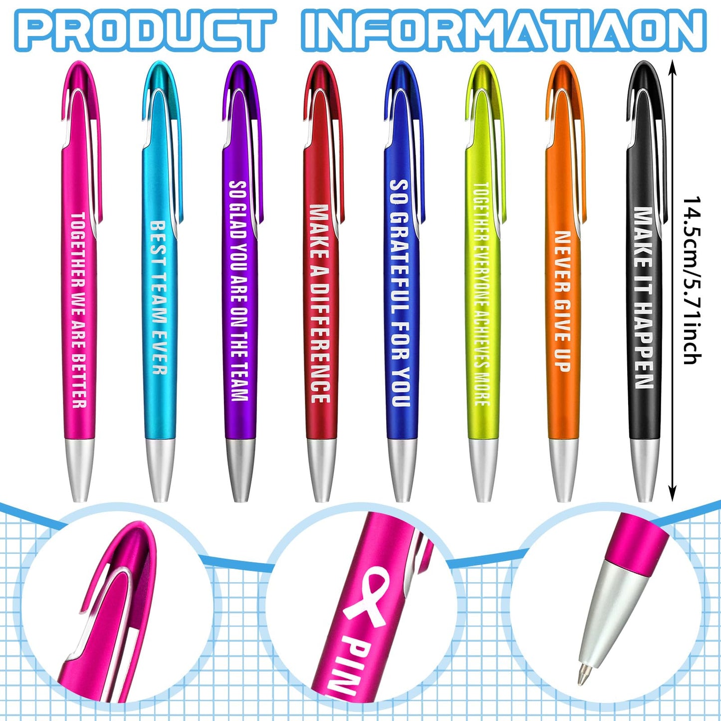 Lincia 200 Pcs Employee Appreciation Ballpoint Pen, Medium Point, Black Ink