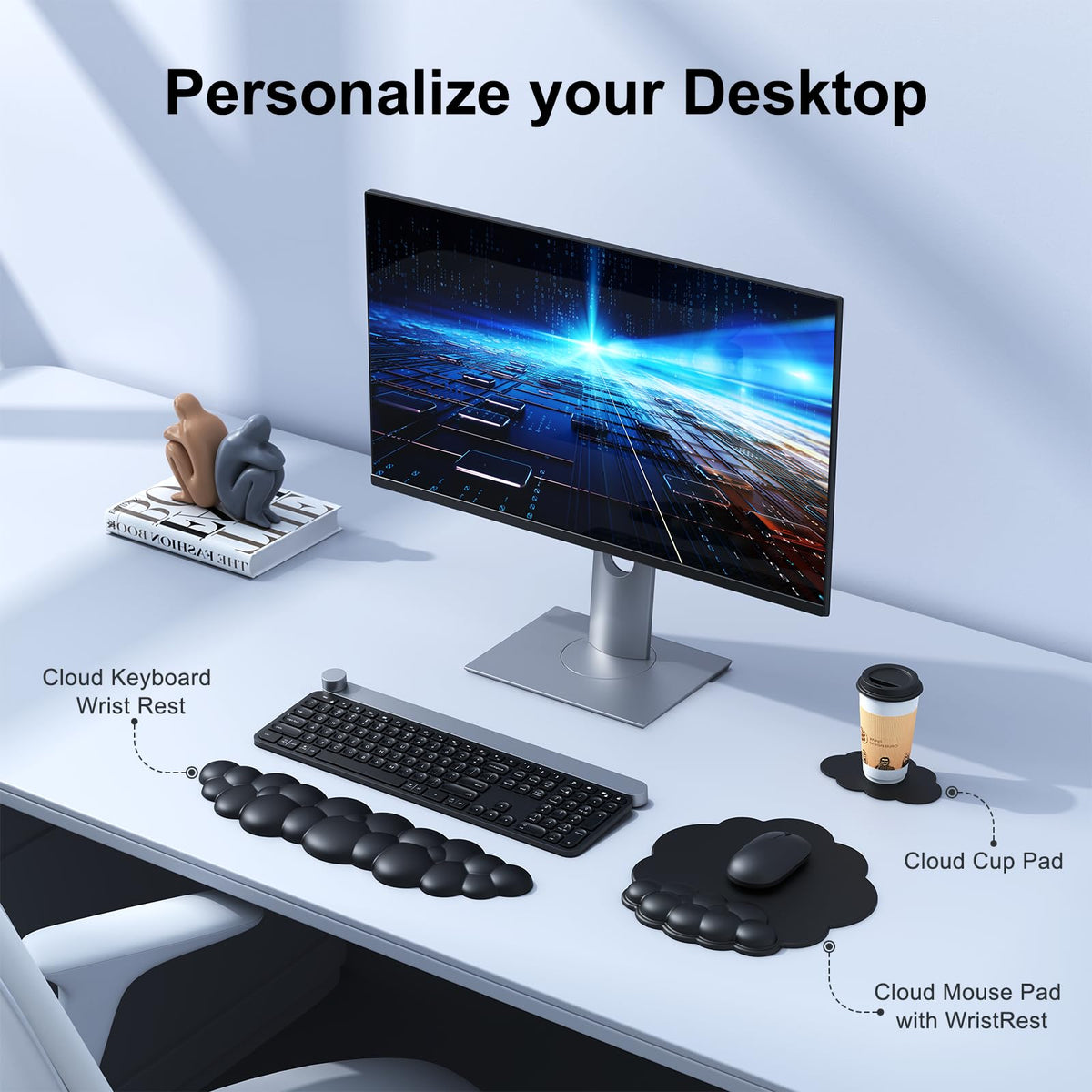 MOKURU Cloud Mouse Pad with Wrist Rest, Cloud Keyboard Wrist Rest, Mouse Pad Wrist Support