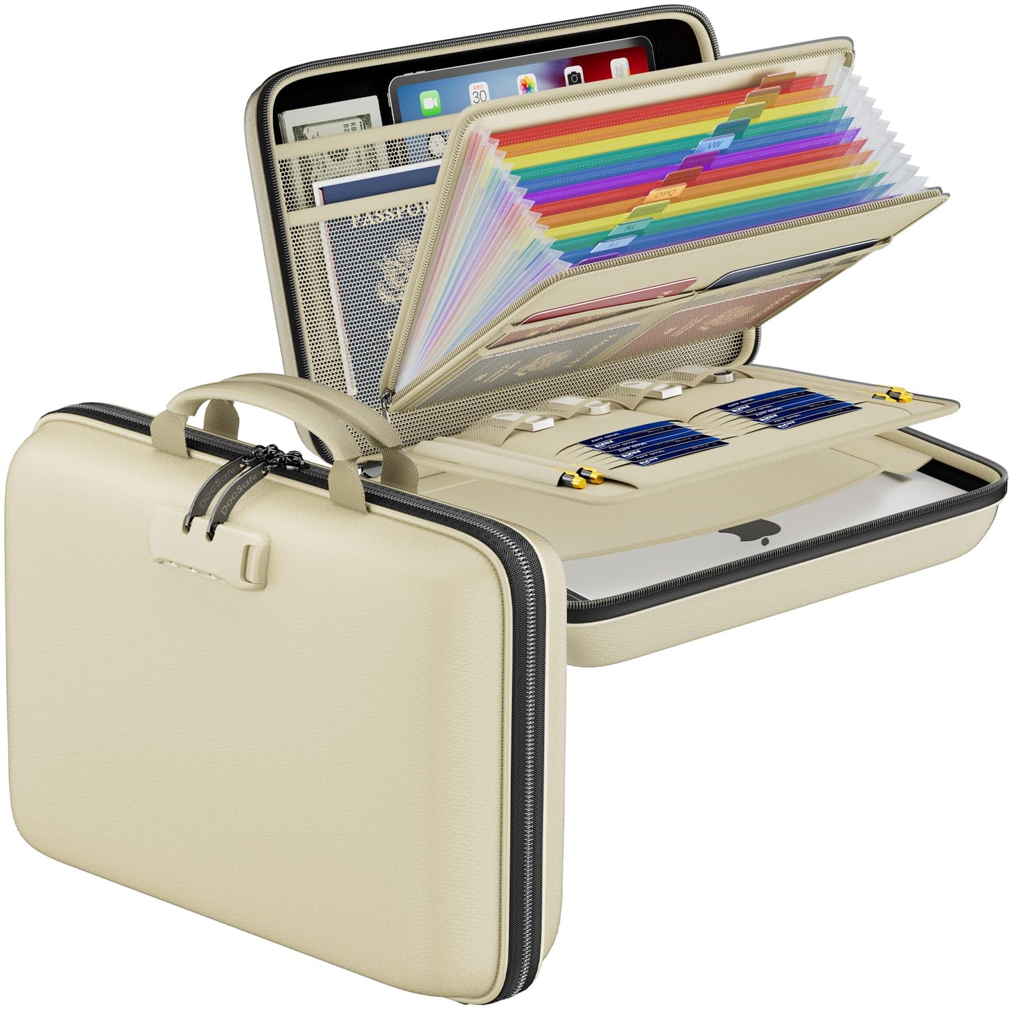 DocSafe Fireproof File Organizer with Lock, Hard-Shell Case Fireproof Document Box with 13 Pocket