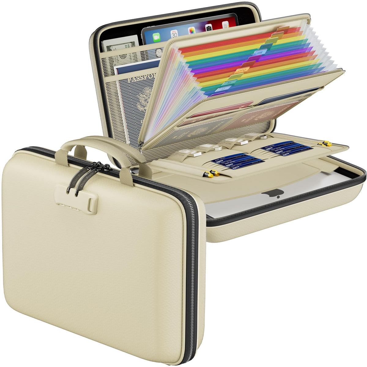 DocSafe Fireproof File Organizer with Lock, Hard-Shell Case Fireproof Document Box with 13 Pocket
